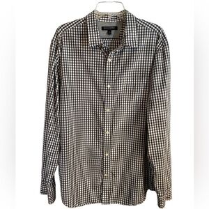 NWT Banana Republic Grey and Black  Plaid Long Sleeve Dress Shirt Mens XLg